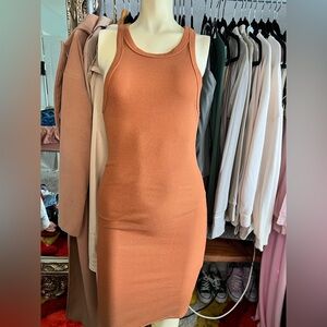 love J Sleeveless Ribbed Midi Dress in Rust Orange